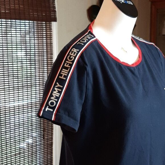 Tommy‎ Hilfiger Short Sleeve Tshirt Blue Shoulders Logo  Dress  M - Picture 5 of 10